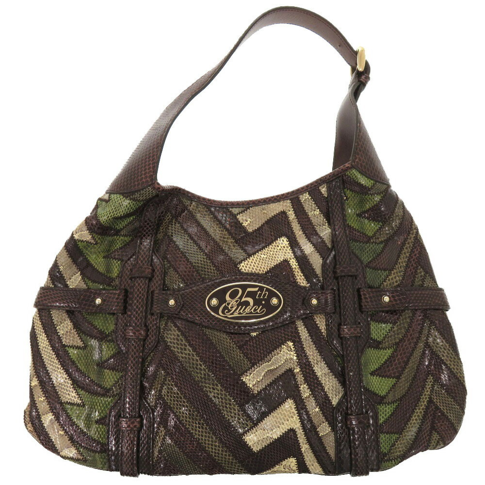 Gucci Horsebit Python Shoulder Bag Brown Khaki - image 2